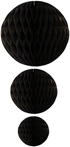 Black Honeycomb Balls Set of 3 12 8 5 Inch