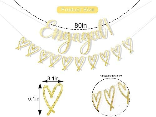 Happy Engagement Banner - Gold Glitter Bride To Be Decor