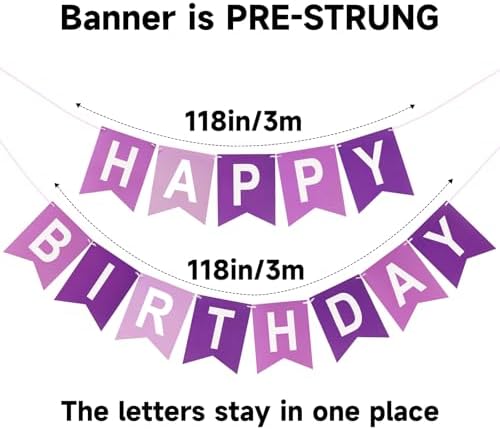 Purple Happy Birthday Banner Decorations
