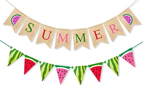 Uniwish Summer Watermelon Banner Garland Decor Set