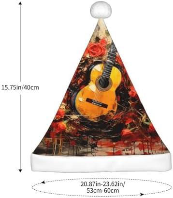 QinZheng Christmas Santa Hat with Guitar Painting Print