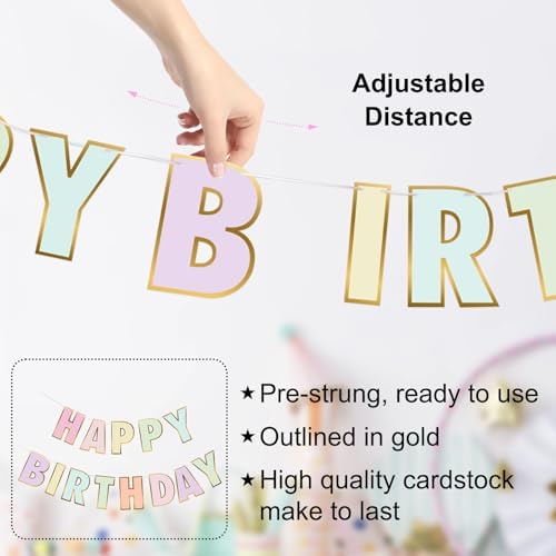 Danadia Pastel Birthday Banner with Smiley Face and Circle Dot Garland