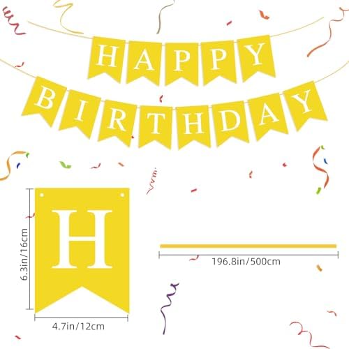 Yellow Happy Birthday Banner Sign for Party Decor