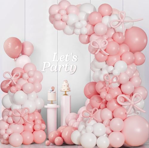 Pink Bow Balloon Arch Kit 130 PCS Coquette Decorations