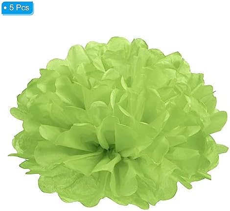 PATIKIL 8 Inch Lime Green Tissue Pom Poms Flowers 5 Pack