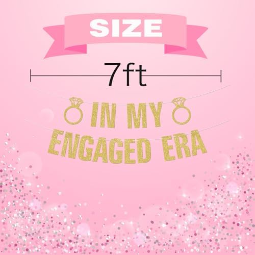 Gold Glitter Engagement Banner for Party Decorations