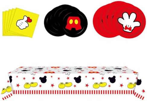 Mouse Party Supplies Kit 16 Paper Plates 20 Napkins and Table Cloth