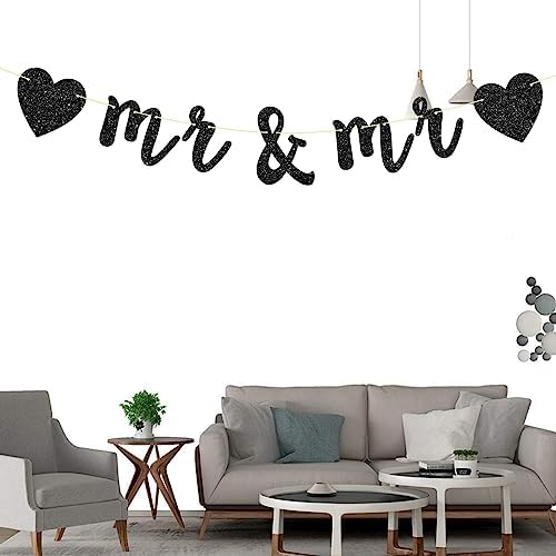 Maicaiffe Black Glitter Gay Couple Banners