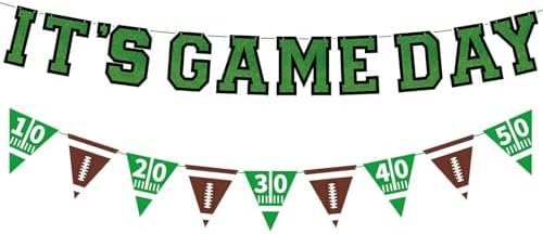 Football Party Decorations Kit with Triangle Flags and Banner
