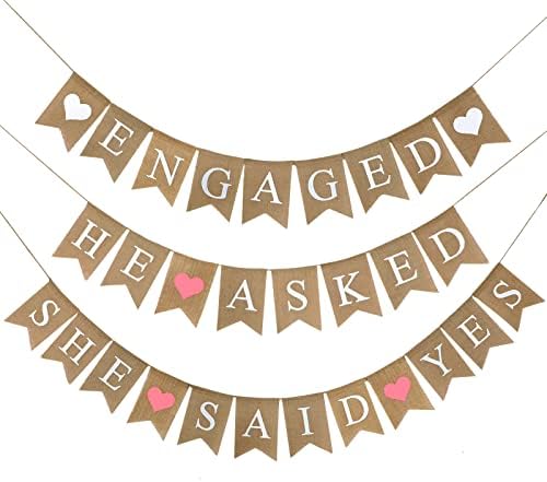 Blulu 3 Piece Burlap Proposal Bunting Set