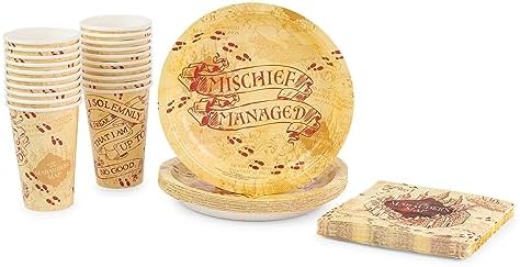Silver Buffalo Harry Potter Mischief Managed Party Set 60 Piece Yellow