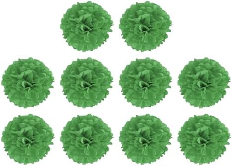 M Meterxity 10 Pack Tissue Pom Poms Green 6 Inches