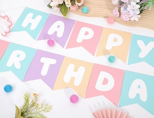 Pastel Rainbow Happy Birthday Banner - 78 x 57