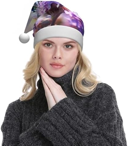 QINZHENG Personalized Santa Hat with Dragonflies and Flowers Print