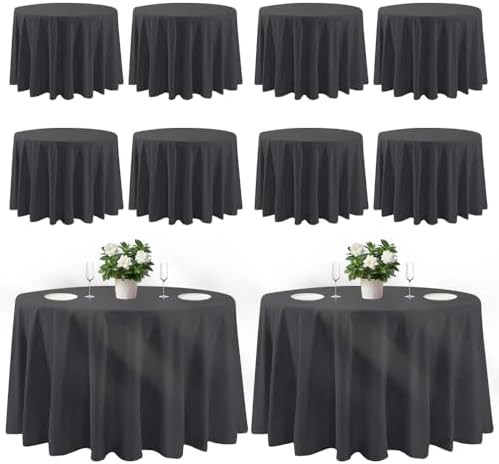 Cuckan 120 Inch Round Tablecloths 10 Pack Black