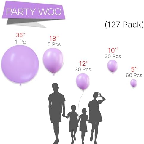 PartyWoo Pastel Purple Balloons 127 Pcs Decor Kit