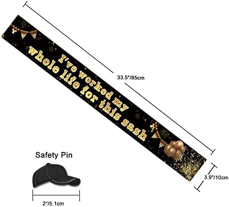 Black Gold Retirement Sash for Adults Unisex