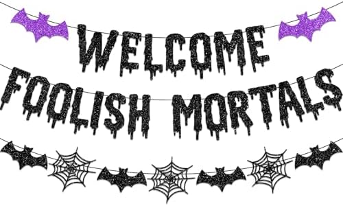 Biswiter Halloween Banner Decorations with Bat and Spider