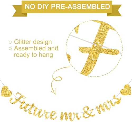 Glitter Gold Future Mr Mrs Decor Banner