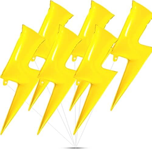 Set of 6 Flash Foil Balloons with Lightning Bolt Design 45 Inch Yellow