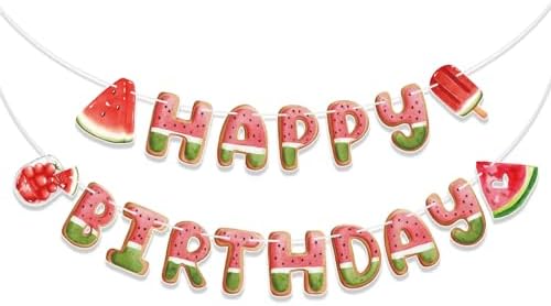 Watermelon Birthday Banner for Summer Party Decor