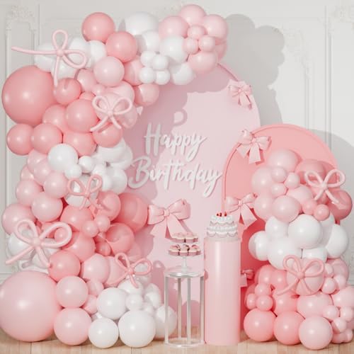 Pink Bow Balloon Arch Kit 130 PCS Coquette Decorations