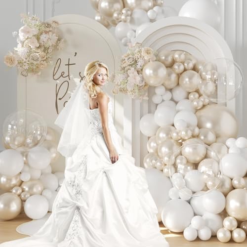 Pearl White Balloon Arch Kit 101Pcs Professional Decoration