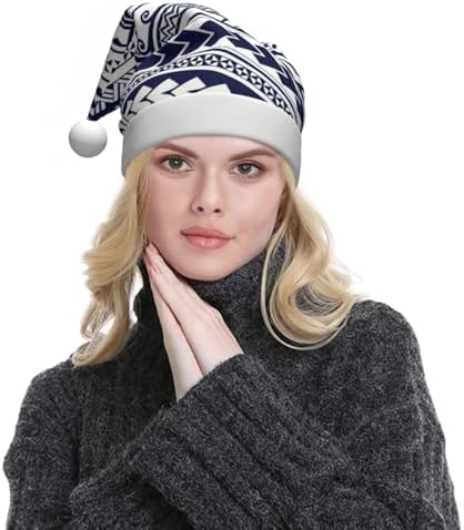 QINZHENG Blue Polynesian Tribal Santa Hat for Women