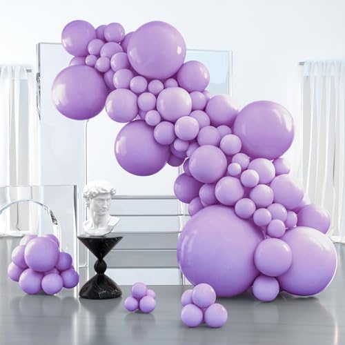 PartyWoo Pastel Purple Balloons 127 Pcs Decor Kit