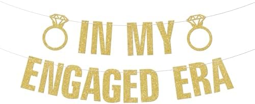 Gold Glitter Engagement Banner for Party Decorations