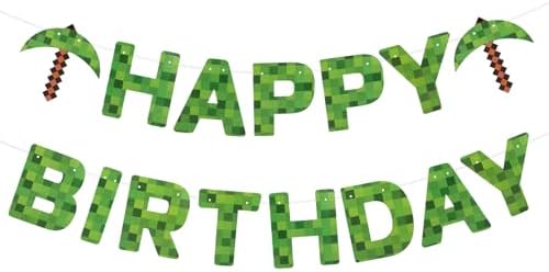 SAVITA Happy Birthday Banner Miner Theme Decor