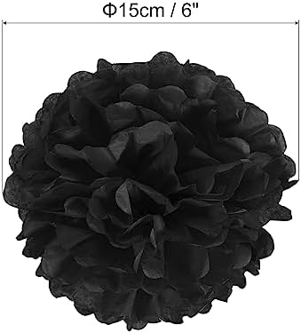 PATIKIL 6 Inch Black Tissue Pom Poms 10 Pack