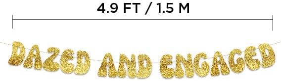 Dazed and Engaged Gold Glitter Party Banner