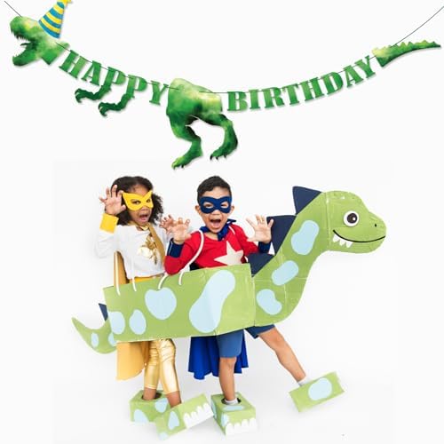 Dinosaur Birthday Banner Green for Kids Party Decor
