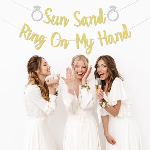 Sun Sand Ring On My Hand Gold Glitter Banner