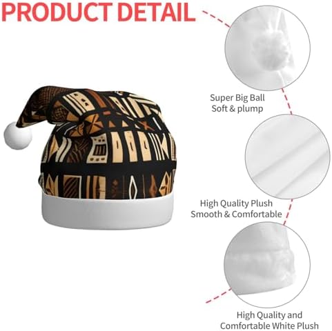 QINZHENG Velvet Plush Santa Hat With African Tribal Print