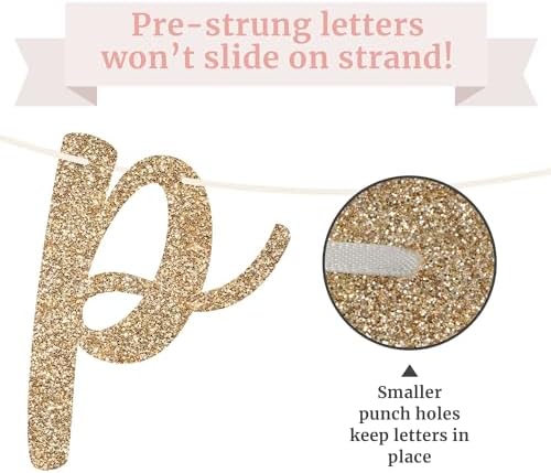 Pre-Strung Gold Glitter Bachelorette Party Banner - No DIY