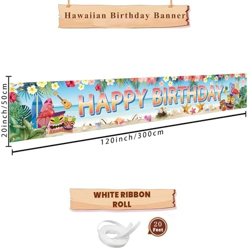 Hawaiian Birthday Party Banner with Luau Decorations