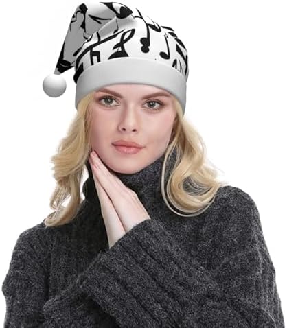 QINZHENG Black Music Note Santa Hat for Women