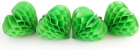 Heart Tissue Paper Pom Poms Decor Set 12pcs Green