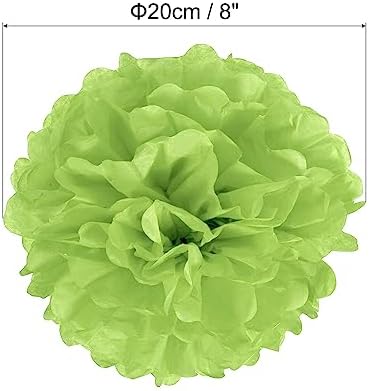 PATIKIL 8 Inch Lime Green Tissue Pom Poms Flowers 5 Pack