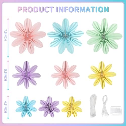 Kaluofan 9PCS Paper Fans Party Wall Decorations