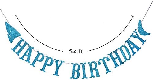 Shark Happy Birthday Banner and Garlands Blue