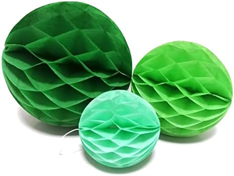 WKDGO Wall Hanging Paper Fans Honeycomb Balls 15Pcs Green Set