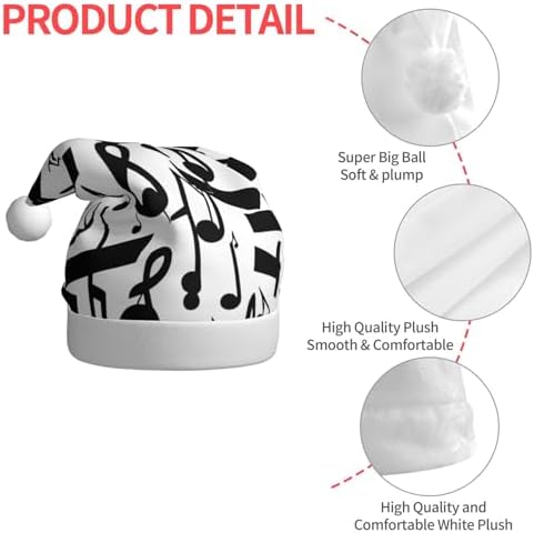 QINZHENG Black Music Note Santa Hat for Women