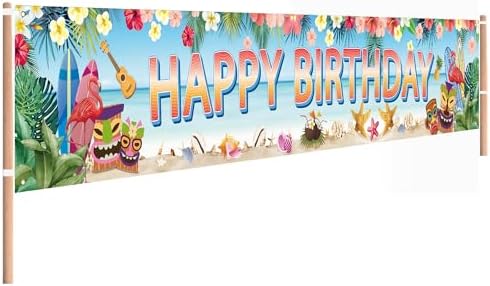 Hawaiian Birthday Party Banner with Luau Decorations