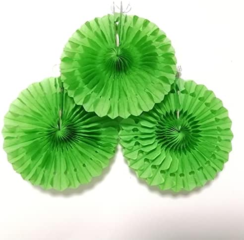 WKDGO Wall Hanging Paper Fans Honeycomb Balls 15Pcs Green Set