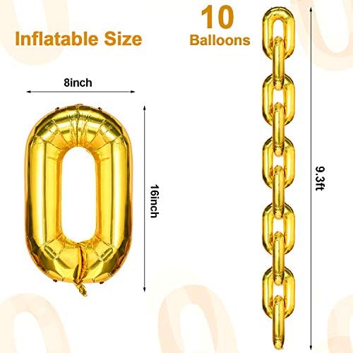 Gejoy 24 Piece 16 Inch Gold Chain Balloons for Hip Hop Parties