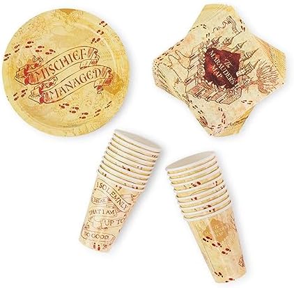 Silver Buffalo Harry Potter Mischief Managed Party Set 60 Piece Yellow