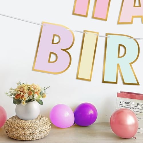 Danadia Pastel Birthday Banner with Smiley Face and Circle Dot Garland